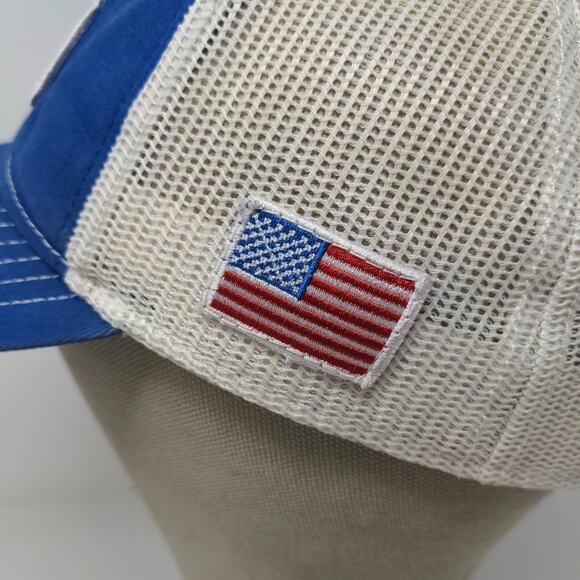 BEC Snapback Meshback Hat Embroidered Logo American Flag Blue White - Picture 6 of 11